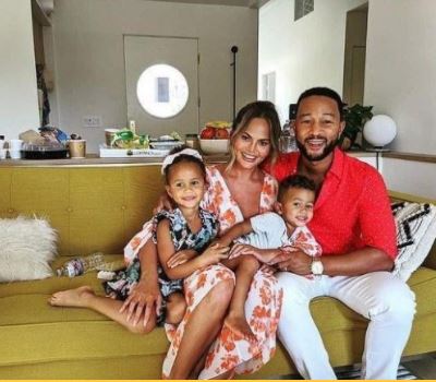 Vilailuck Teigen's daughter Chrissy Teigen, son-in-law John Legen and grandchildren Luna Simone Stephens, Miles Theodore Stephens